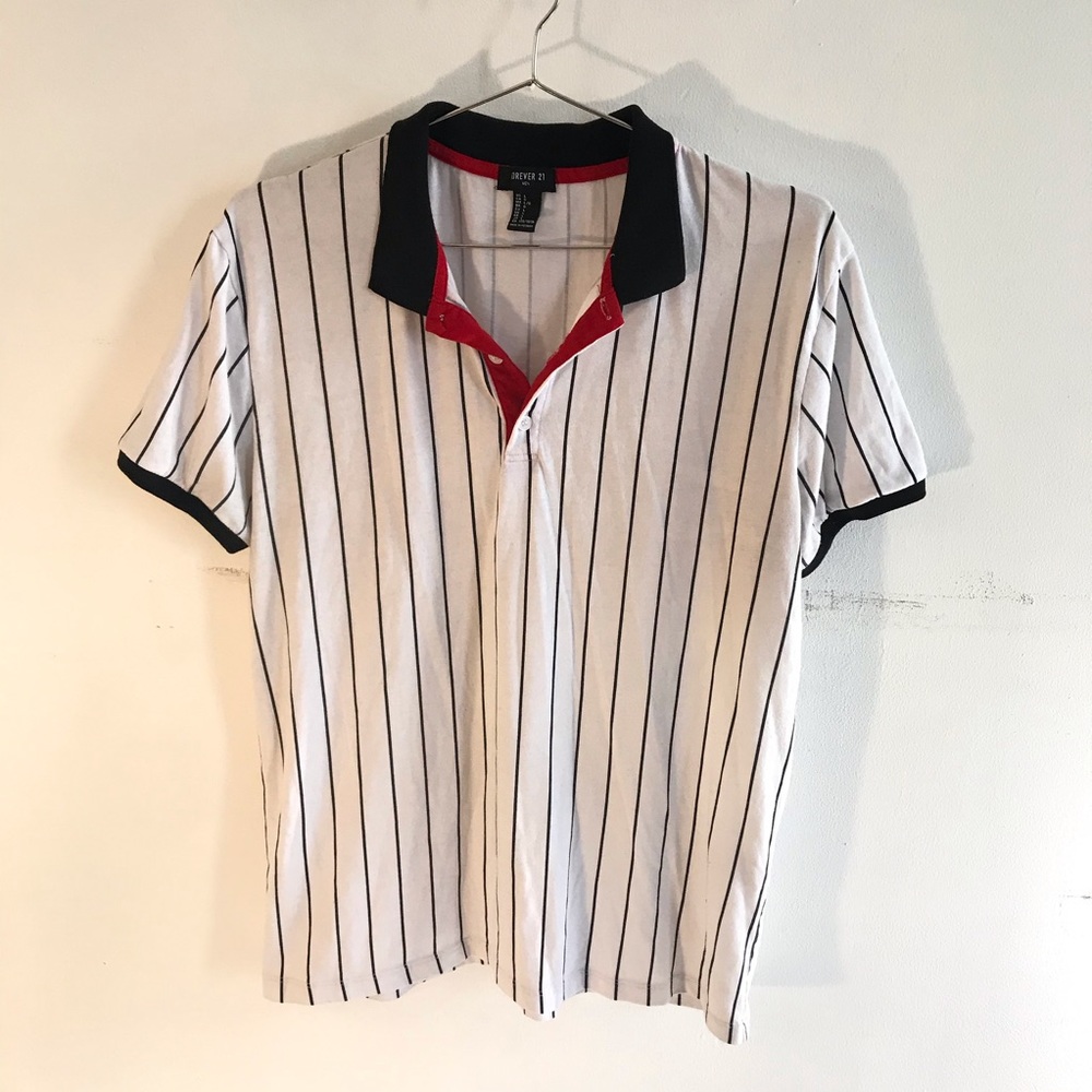 Striped Polo Shirt Forever 21 Size Large